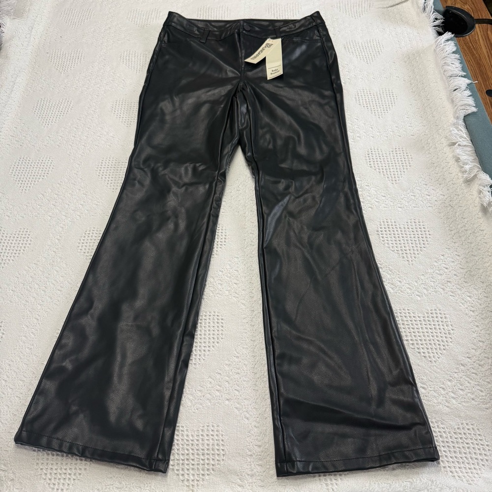 No Boundaries Black Faux Leather Flare Pants (8)